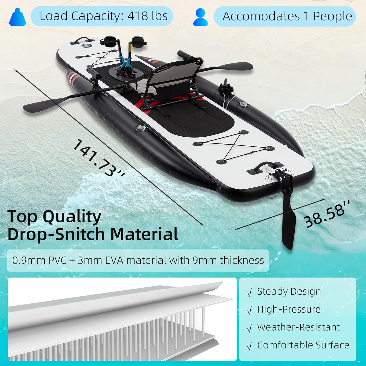 Kayak Memancing Tiup PVC Premi - Fishing Kayak Pedal Drive ulasan dan harga