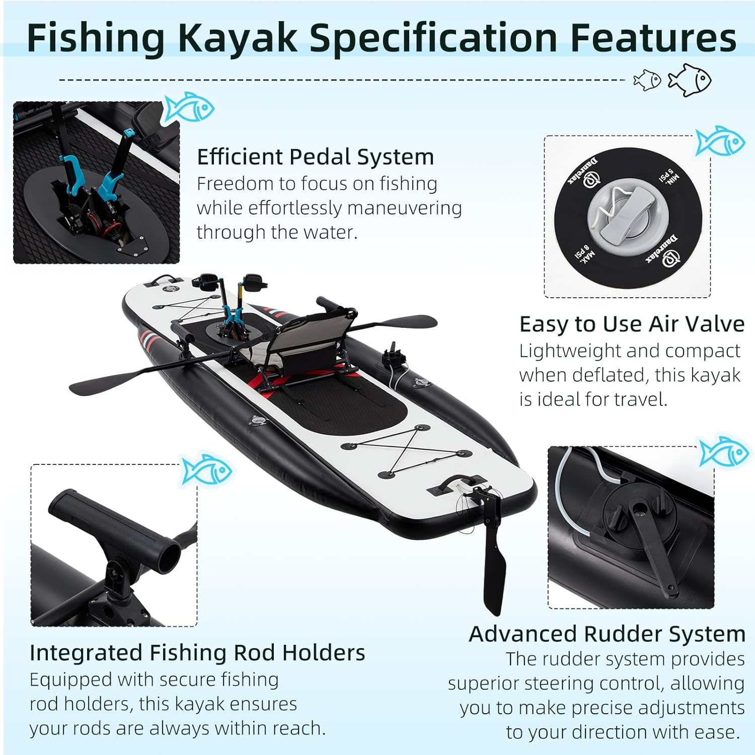 Kayak Memancing Tiup PVC Premi - Fishing Kayak Pedal Drive ulasan dan harga
