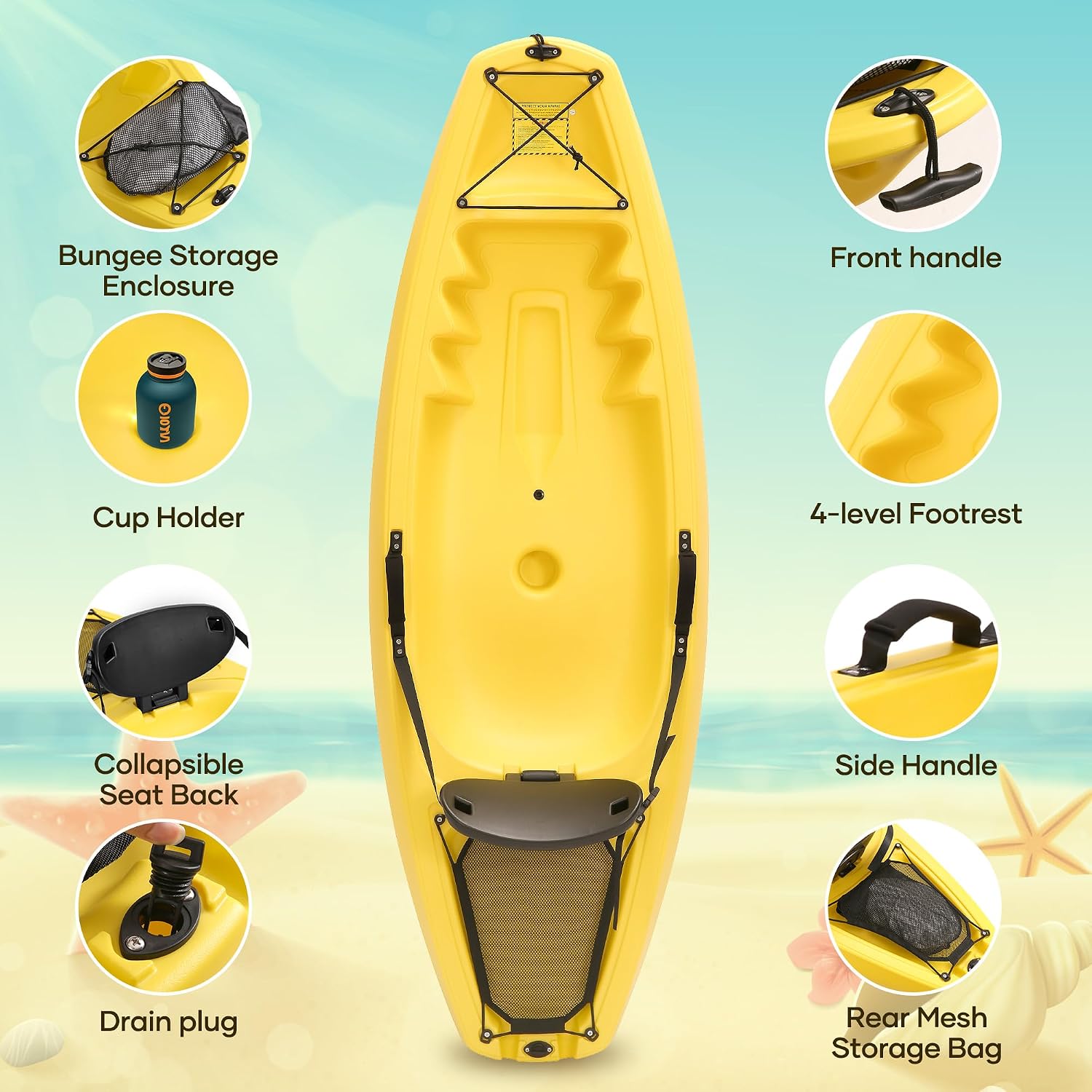Kayak dengan Dayung 6,5 FT, Pe - Fishing Kayak Sit In ulasan dan harga
